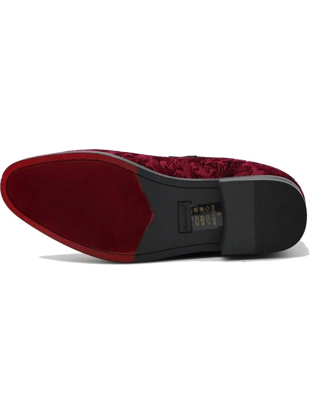 Men's Plain Burgundy35 Vintage Velvet Loafers Slip On Classic Tuxedo Dress Shoes